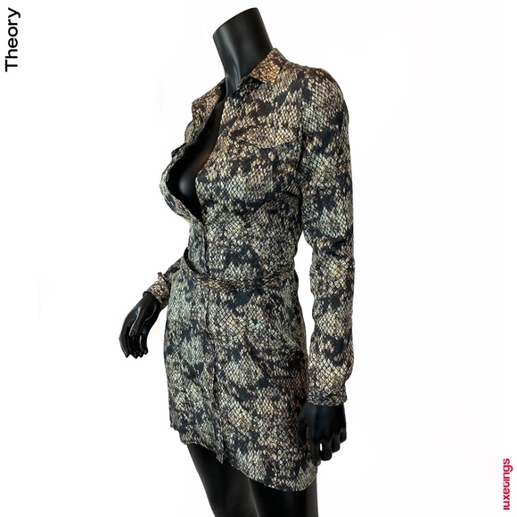 Theory Dresses & Skirts - Theory - 100% Silk Snakeskin Print Dress w/ Belt